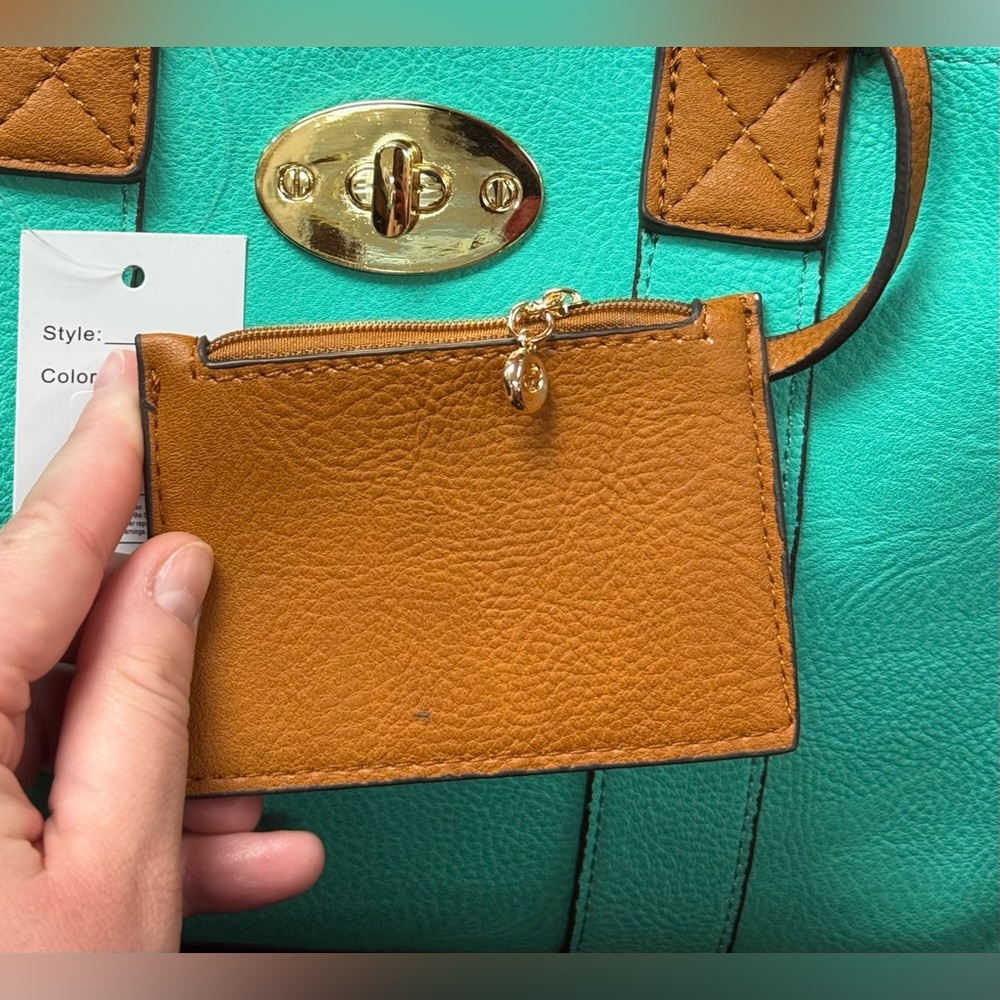 Mimi Brand 2 in 1 Bright Aqua Satchel - Picture 4 of 8